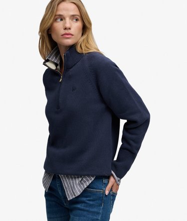 Pull en maille de coton &agrave; demi-zip classique Image 2