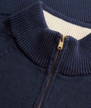 Pull en maille de coton &agrave; demi-zip classique Image 6