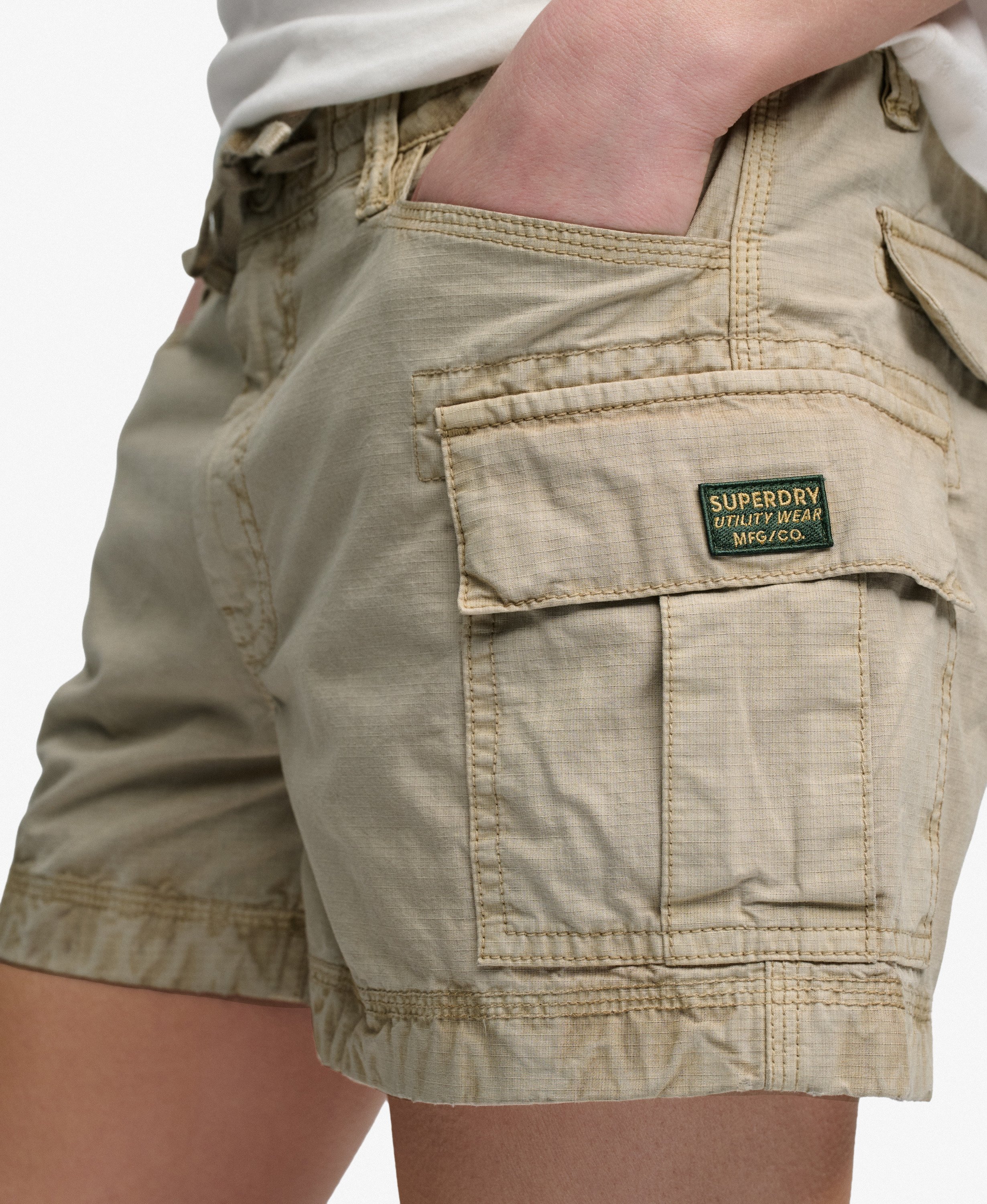 womens Cargo Hot Shorts in Stonewash Taupe Brown | Superdry CA-EN