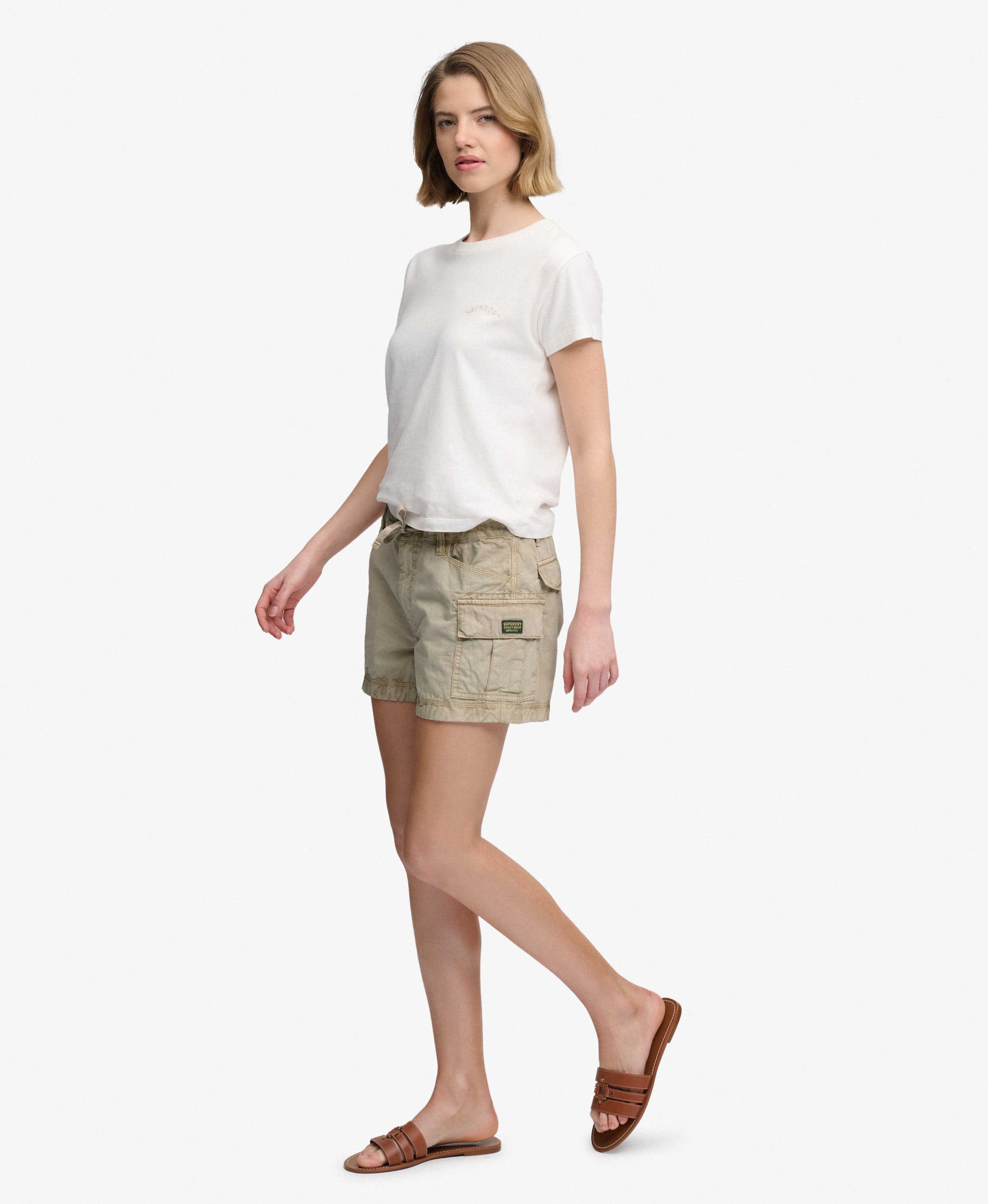 womens Cargo Hot Shorts in Stonewash Taupe Brown | Superdry CA-EN