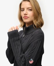Zopfmuster-Pullover mit Rei&szlig;verschluss