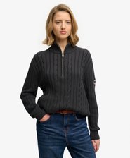 Zopfmuster-Pullover mit Rei&szlig;verschluss