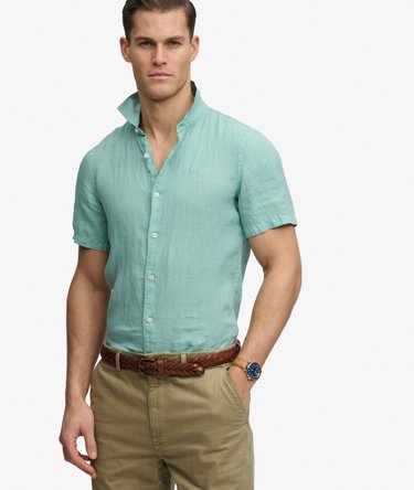 Camicia in Lino Vacation con Logo Ricamato Image 1