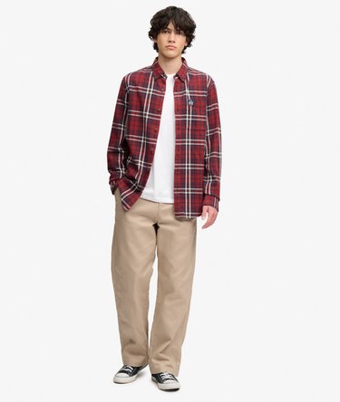 Lang&aelig;rmet Bomulds Lumberjack Skjorte Image 3