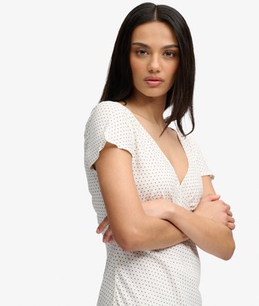 Printed Sweetheart Short Sleeve Mini Dress Image 4