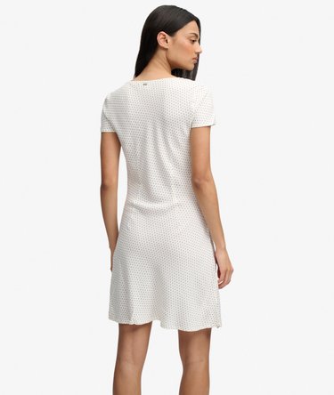 Printed Sweetheart Short Sleeve Mini Dress Image 5