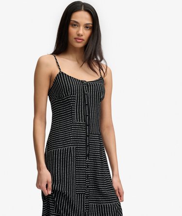 Print Button Down Cami Midi Dress Image 3