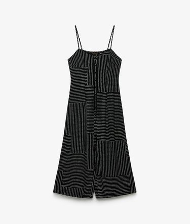 Print Button Down Cami Midi Dress Image 7