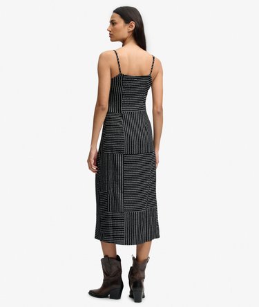 Print Button Down Cami Midi Dress Image 5