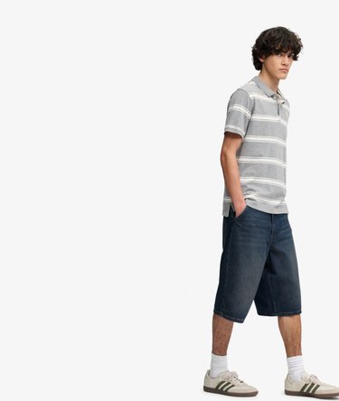 Oversized Washed Denim Shorts Image 3