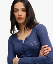 Athletic Button Down Long Sleeve Top