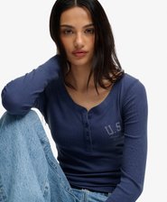 Athletic Button Down Long Sleeve Top