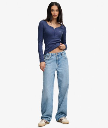 Athletic Button Down Long Sleeve Top Image 3