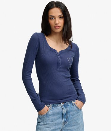 Athletic Button Down Long Sleeve Top Image 1