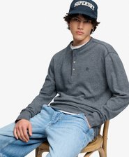Haut Col Grand-P&egrave;re Gaufr&eacute; Mini Slub Manches Longues