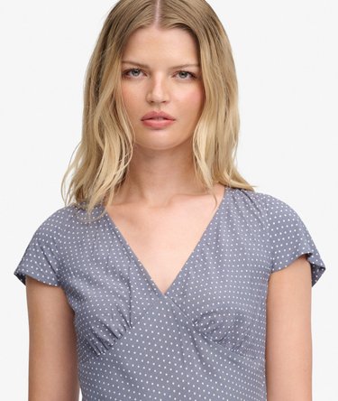 Printed Sweetheart Short Sleeve Mini Dress Image 3