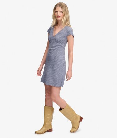 Printed Sweetheart Short Sleeve Mini Dress Image 4