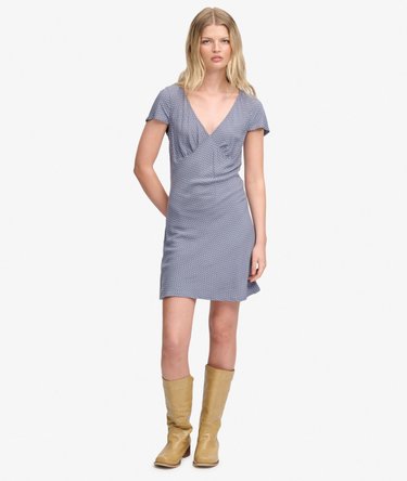 Printed Sweetheart Short Sleeve Mini Dress Image 2