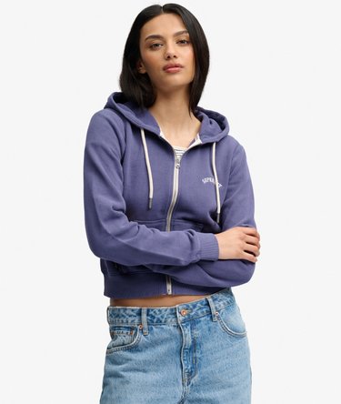 Essential Logo Cropped Zip Hoodie Image 1