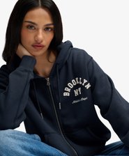 Athletic Essential Relaxed Crop Zip Hoodie