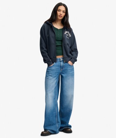 Athletic Essential Relaxed Crop Zip Hoodie Image 3
