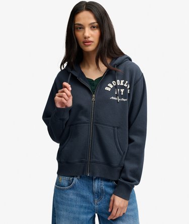Athletic Essential Relaxed Crop Zip Hoodie Image 5