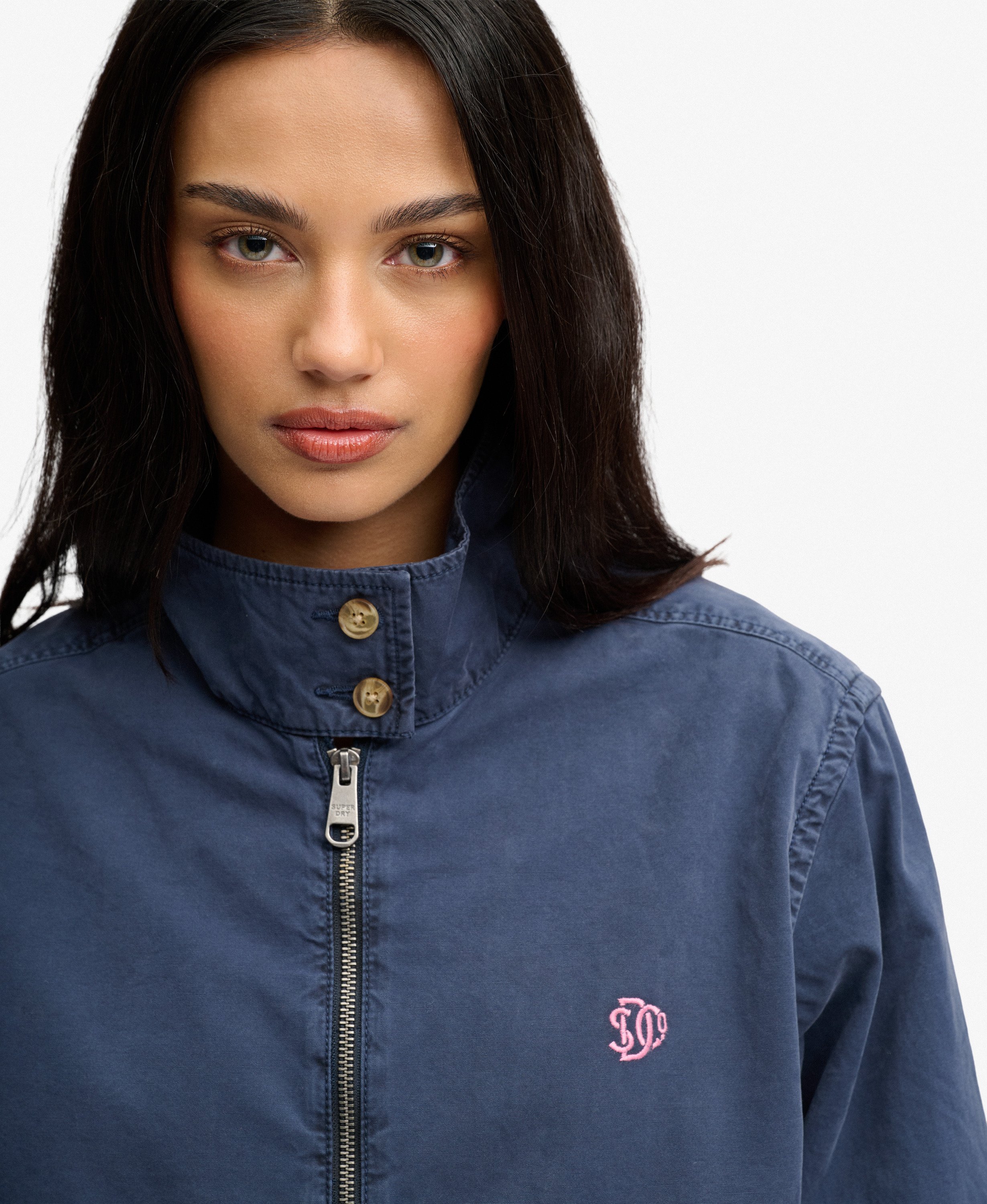 womens Cotton Harrington Jacket in Standard Navy | Superdry UK