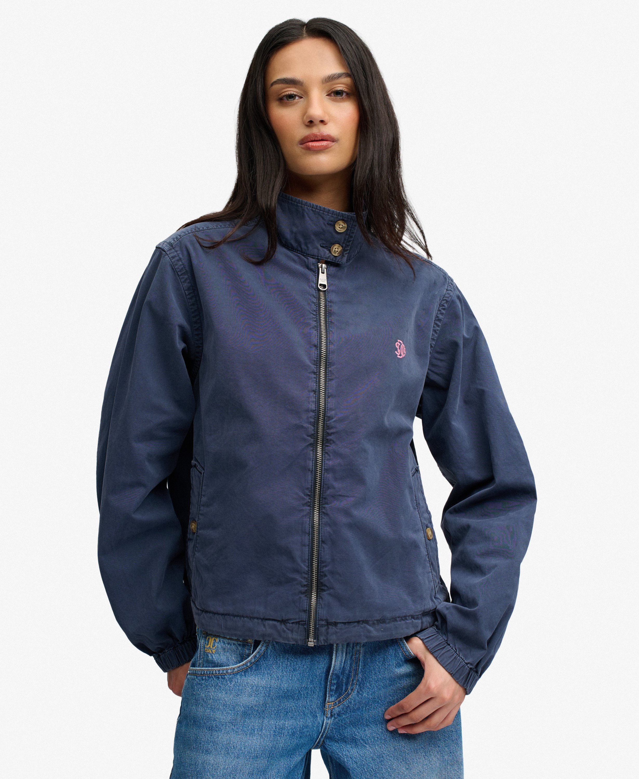 womens Cotton Harrington Jacket in Standard Navy | Superdry UK