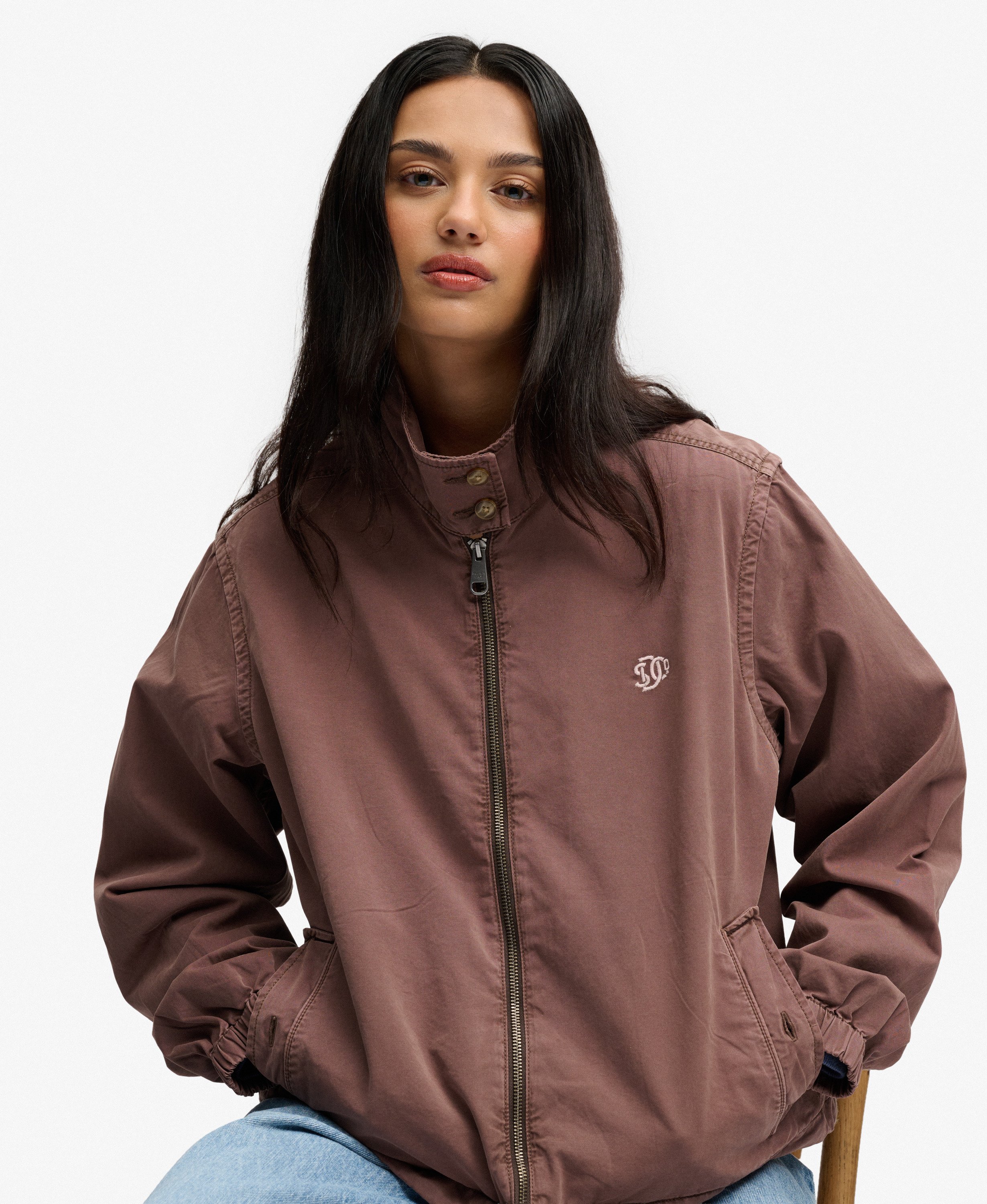 womens Cotton Harrington Jacket in Kombucha Brown | Superdry US