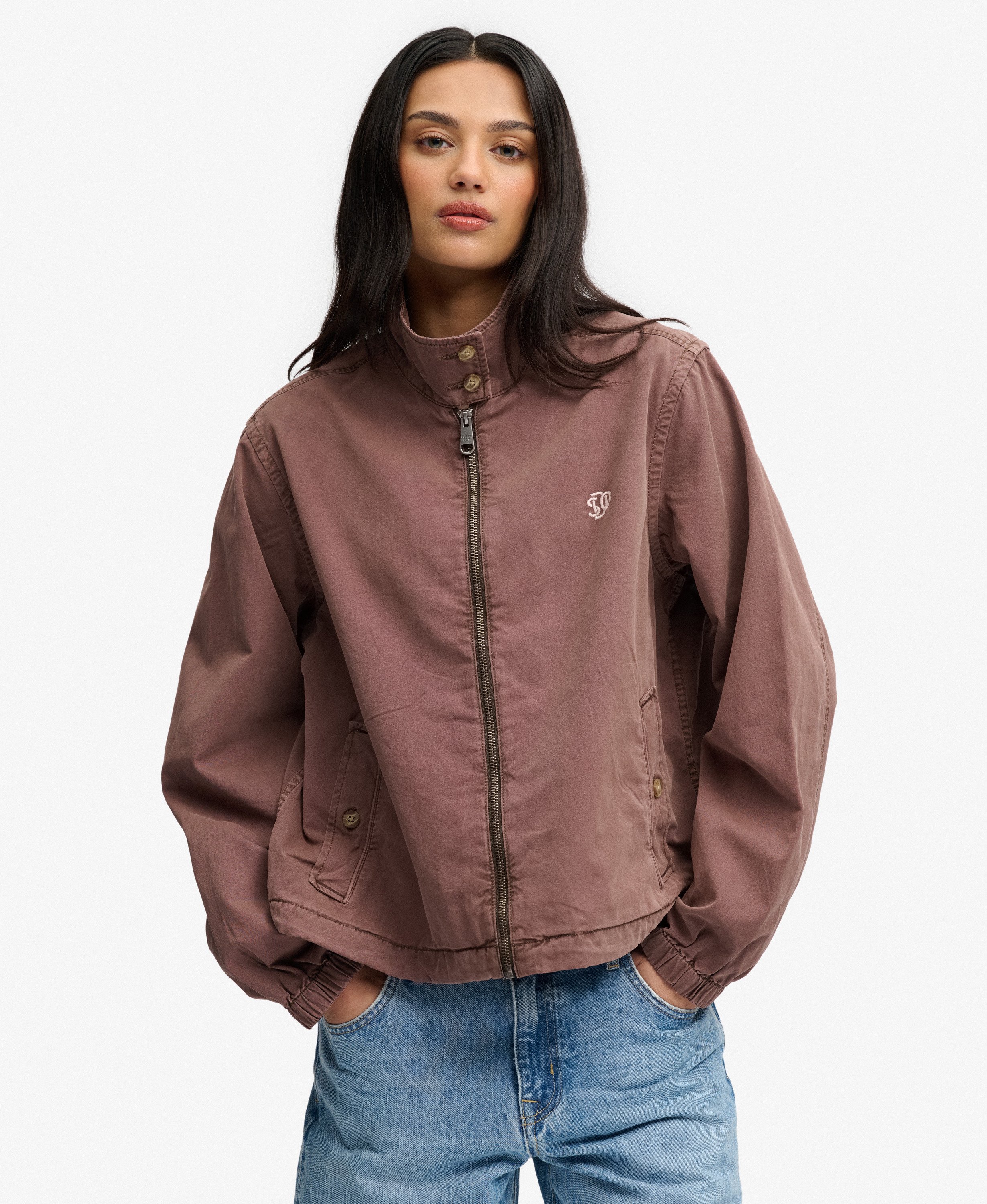 womens Cotton Harrington Jacket in Kombucha Brown | Superdry US