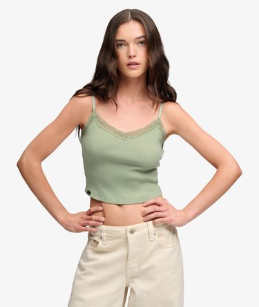 Essential Crop Top met Kanten Afwerking Image 1