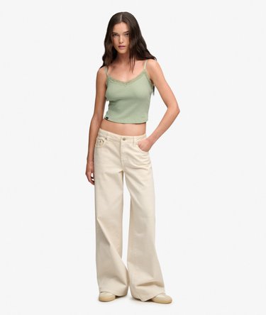 Essential Crop Top met Kanten Afwerking Image 3