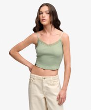Essential Crop Top met Kanten Afwerking