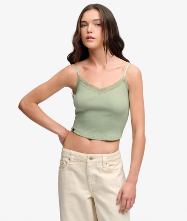 Essential Crop Top met Kanten Afwerking Image 2