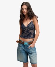 Flocked Mesh Cami Top