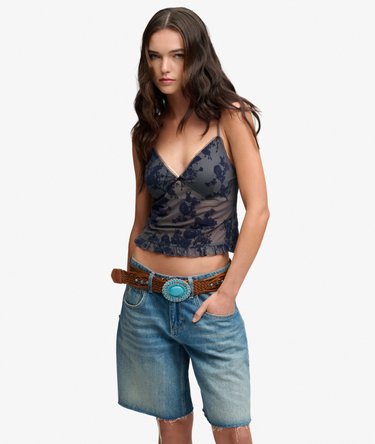 Flocked Mesh Cami Top Image 2