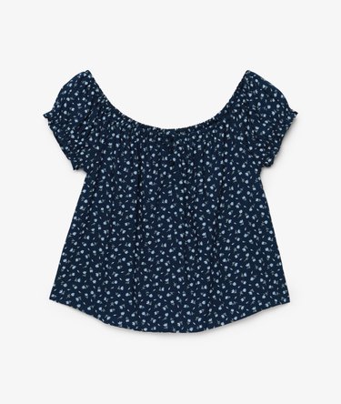 Short Sleeve Half Button Woven Top Image 7