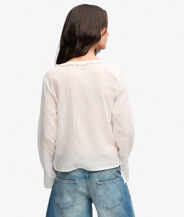 Long Sleeve Lace Tie Front Top Image 4