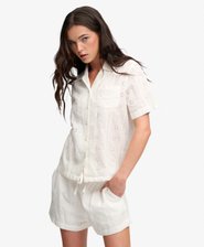 Heritage Broderie Korte Mouw Overhemd