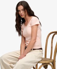 T-shirt Athletic Essential Col V Bordure en Dentelle