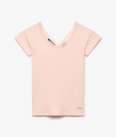 T-shirt Athletic Essential Col V Bordure en Dentelle Image 7