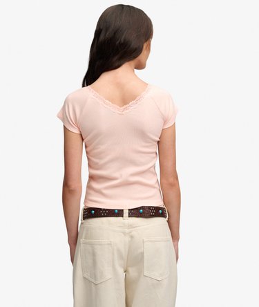 T-shirt Athletic Essential Col V Bordure en Dentelle Image 5