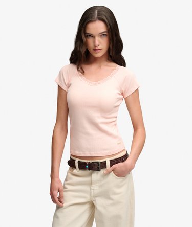 T-shirt Athletic Essential Col V Bordure en Dentelle Image 1