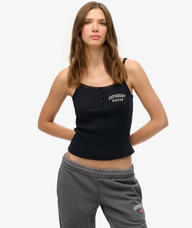 Athletic Essentials Embroidered Button Cami Top Image 1