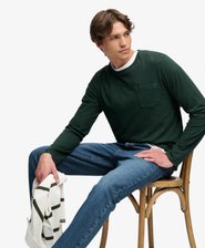 Top de manga larga con bolsillo de algod&oacute;n y lino