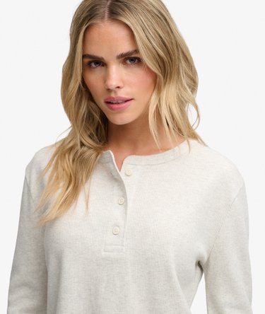 Athletic Essential Waffle Button Long Sleeve Top Image 4