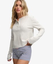 Athletic Essential Waffle Button Long Sleeve Top