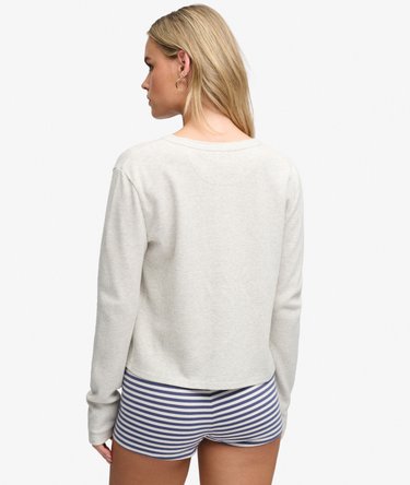 Athletic Essential Waffle Button Long Sleeve Top Image 5