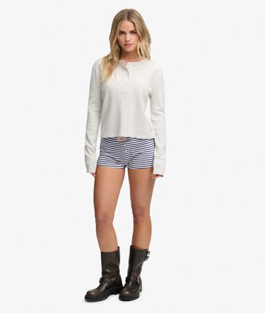 Athletic Essential Waffle Button Long Sleeve Top Image 3