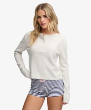 Athletic Essential Waffle Button Long Sleeve Top